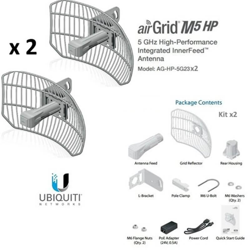 UBIQUITI AirGrid M5 AG-HP-5G23x2 2 units - CPE access point outdoor POE 5GHz 23dBi