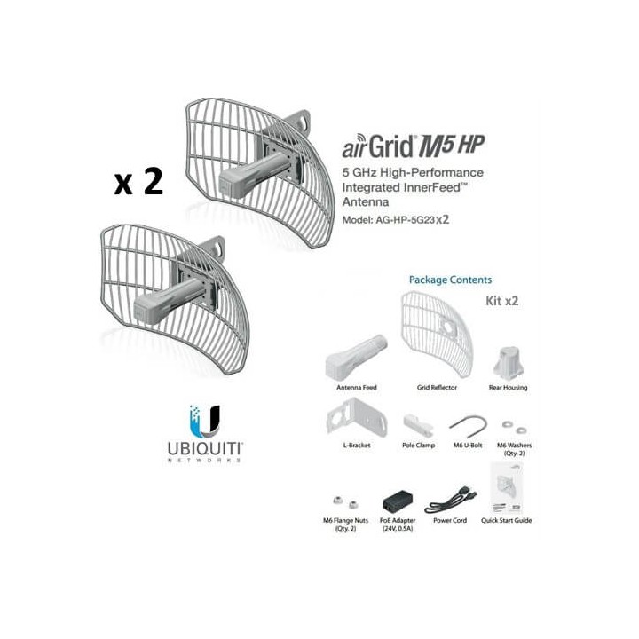 UBIQUITI AirGrid M5 AG-HP-5G23x2 2 units - CPE access point outdoor POE 5GHz 23dBi