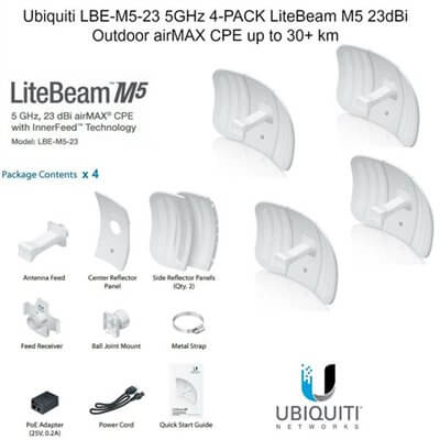 Ubiquiti LiteBeam LBE-5AC-23 X4 UNITS - CPE access point outdoor POE 5GHz AC 23dBi