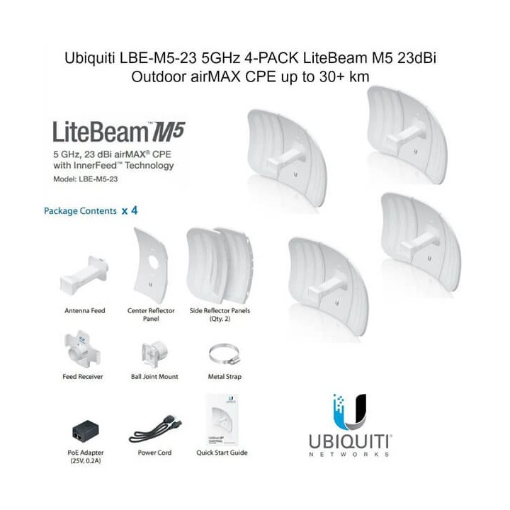 Ubiquiti LiteBeam LBE-5AC-23 X4 UNITS - CPE access point outdoor POE 5GHz AC 23dBi