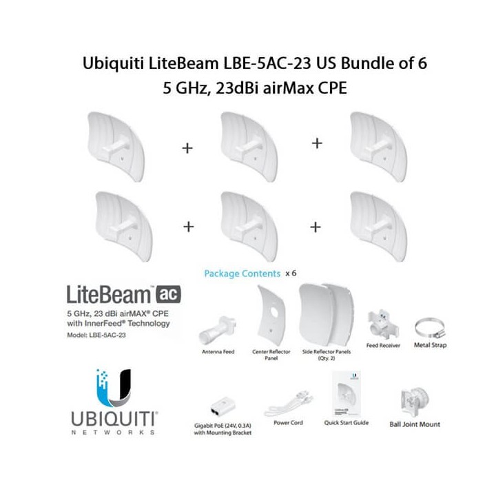 Ubiquiti LiteBeam LBE-5AC-23 X6 UNITS - CPE access point outdoor POE 5GHz AC 23dBi