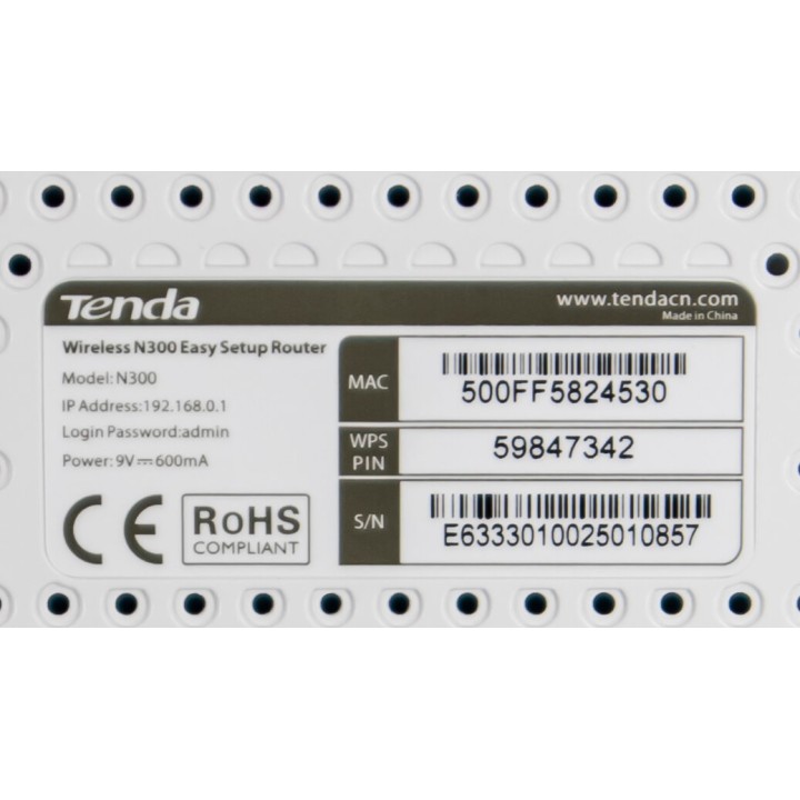 TENDA N300 router wireless 2.4 GHz, 300 Mb/s, 2T3R for ISP