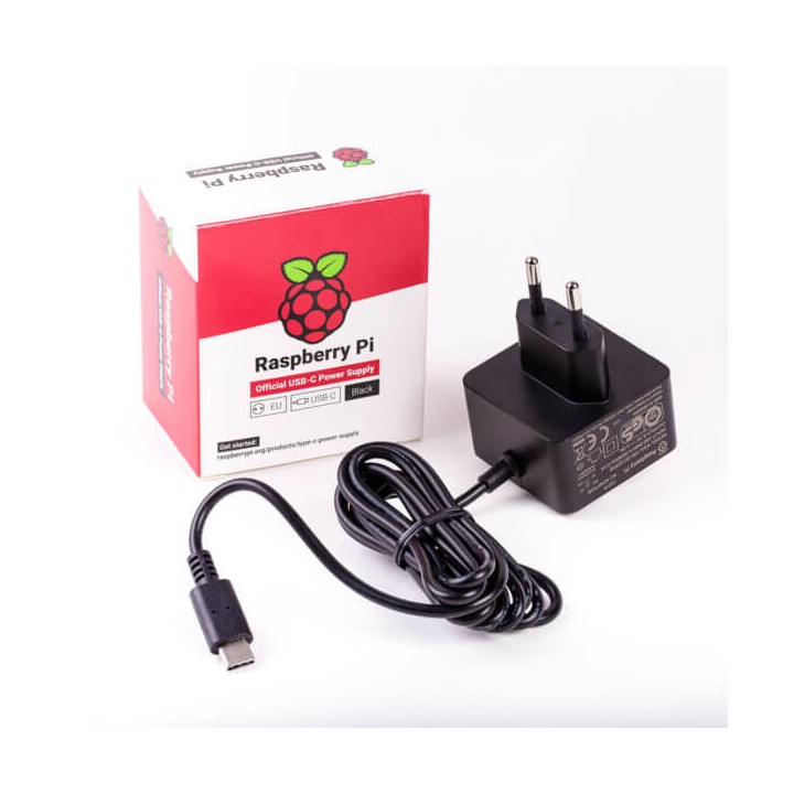Raspberry Pi 4 Official Power Supply (5.1V – 3A) Black with EU Plug 1873417