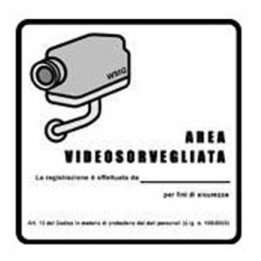 Adesivo obbligatorio per aree videosorvegliate - ADESIVO AREA VIDEOSORVEGLIATA PVC