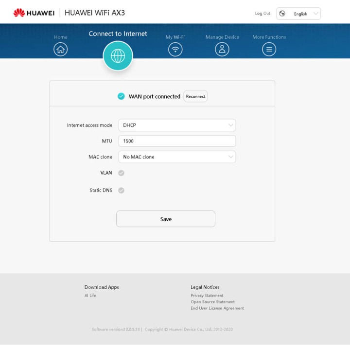 Huawei WS7100-20 wireless router AX3 dual core AX3000