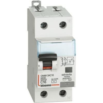 BTDIN60 - MAGNETOTERMICO DIFFERENZIALE AC 1P+N 16A 6KA 30MA