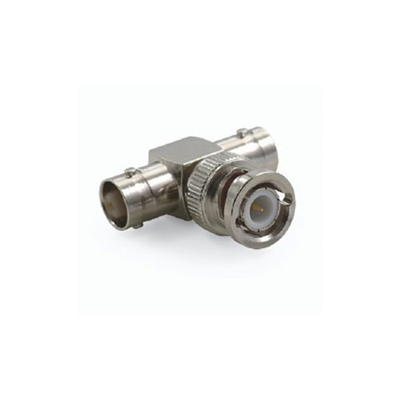 ADATTATORE COASSIALE A T DA 2 BNC FEMMINA A 1 BNC MASCHIO CU (CONF. 5PZ) - CV-AD-009