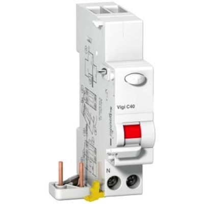 BLOCCO DIFFERENZIALE SINGOLE PARTENZE VIGI C40 1P+N 25A 300MA TIPO AC