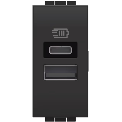 CARICATORE USB TIPO A+C 1M BTICINO LIVING LIGHT - ANTRACITE