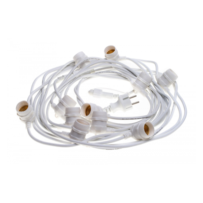 CATENARIA BIANCA DA ESTERNO IP44 CON 10 PORTALAMPADA
