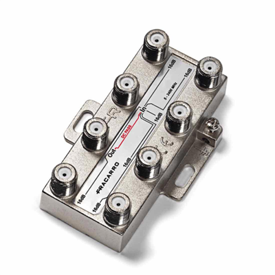 DE6-20 DERIVATORE VERTICALE A 6 VIE CON ATTENUAZIONE 20DB E CONNETTORE F IN BANDA TV E SATELLITE (5-2400MHZ)