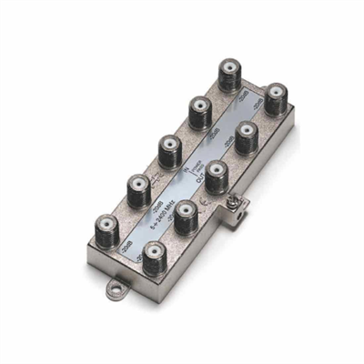 DE8-16 DERIVATORE VERTICALE A 8 VIE CON ATTENUAZIONE 16DB E CONNETTORE F IN BANDA TV E SATELLITE (5-2400MHZ)