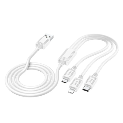 HOCO - CAVO 3IN1 LIGHTNING / MICRO USB / TIPO C 2A X76 1M BIANCO