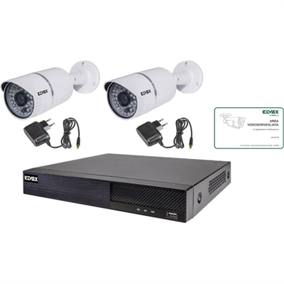 KIT VIDEOSORVEGLIANZA ELVOX DVR 4 CANALI ANALOGICO AHD E 2 CAMERE 3MPX BULLET FF