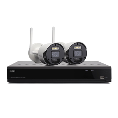 KIT WIRELESS ISIWI CONNECT2 ISW-K1N8BF2MP-2 GEN1 - NVR 8 CANALI + 2 TELECAMERE IP 1080P WIRELESS CON FUNZIONE PIR
