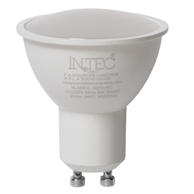 LAMPADINA LED INTEC GU10 6W 490LM 3000K