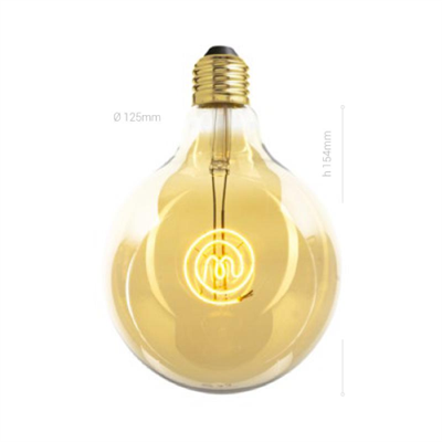 LAMPADINA LED, E27, GLOBO G125, VETRO AMBRATO, 4W, 150 LM, COLORE CALDO 2700K, FILAMENTO MASTERCHEF LOGO, CLASSE A+, DIMMERABILE