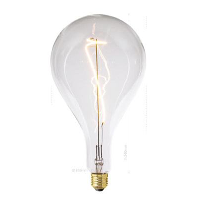 LAMPADINA LED, E27, PERA XXL A160, VETRO CHIARO, 4W, 130 LM, COLORE CALDO 2200K, FILAMENTO ARTISTICO, CLASSE A, DIMMERABILE