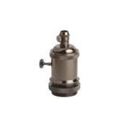 PORTALAMPADA E27 IN METALLO CON INTERRUTTORE ROTATIVO, INTERNO IN BACHELITE CON CONNETTORE DI TERRA E PRESSACAVO INCLUSI, Ø 50MM