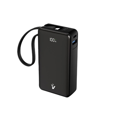 POWERBANK VPB-LP10BK CON SCHERMO LCD 10000 MAH USB E TYPE C QUICKCHARGE 35W PPS NERO - CAVO INTEGRATO