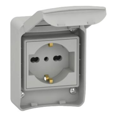 PRESA DA INCASSO SCHUKO + BIPASSO 10/16A 250V 2P+T