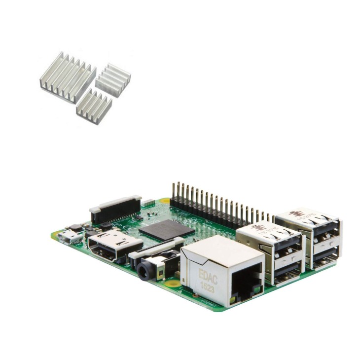 Raspberry Pi 3 Model B con dissipatori di calore (E03)