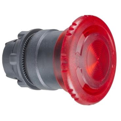 TESTA PULSANTE A FUNGO Ø40 - SGANCIO A ROTAZIONE Ø22 - ROSSO- PER LED UNIVERSALE