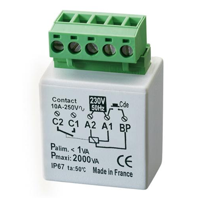 URMET MODULO RELÈ ELETTRONICO PASSO PASSO TEMPORIZZABILE, 2000W, SISTEMA FILARE AD INCASSO, CON NEUTRO MTR2000E
