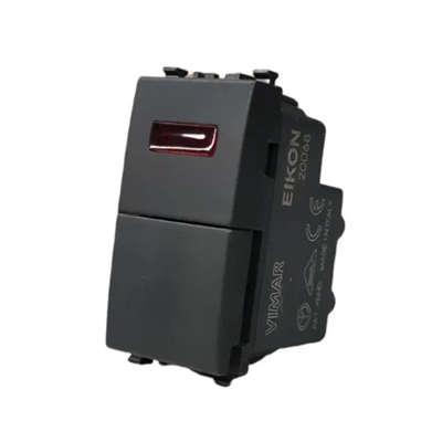 VIMAR EIKON - PULSANTE 1P NO 10A +SPIA ROSSA GRIGIO