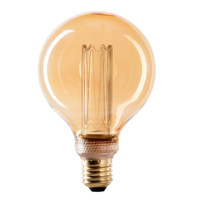 WIVA GLASSLIGHT LAMPADINA LED E27 4W GLOBO G95 AMBRATA CON INCISIONI LASER - MOD. 12100636