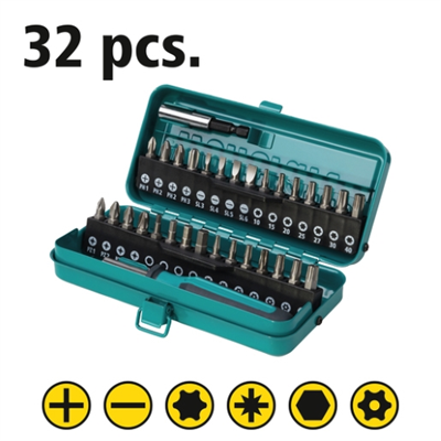 WOLFCRAFT BIT-BOX, TAGLIO / CROCE (PH/PZ) / TORX® (T) CON FORO / ESAGONO CAVO, 32 PEZZI