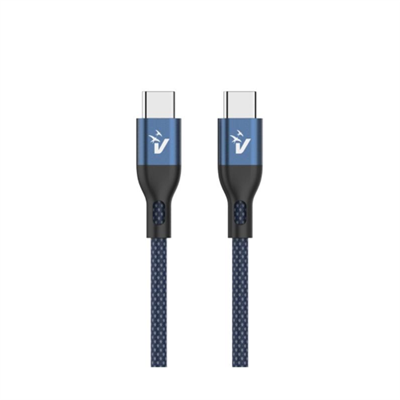 CAVO SMARTPHONE VULTECH IN NYLON TYPE-C TO 2 TYPE-C E LIGHTNING 1,2M 5.0A 100W - COLORE BLU - CS-NCCL12BL