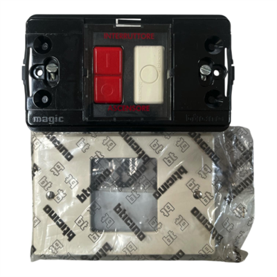 MAGIC - INTERRUTTORE PER ASCENSORE CON PLACCA IN RESINA - TASTO ON/OFF ROSSO E PREDISPOSIZIONE LAMPADA DI SEGNALAZIONE - 16A 250