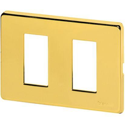 MAGIC - PLACCA 2 POSTI IN OTTONE LUCIDO - CON SOTTOPLACCA ISOLANTE E AGGANCIO GRADUALE PER SUPPORTO 503SA