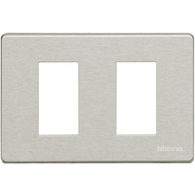 MAGIC - PLACCA 2 POSTI PER SCATOLA RETTANGOLARE - IN ALLUMINIO OXIDAL - CON SOTTOPLACCA ISOLANTE E AGGANCIO GRADUALE PER SUPPORT