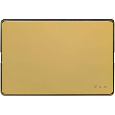 MAGIC - PLACCA 3 POSTI CIECA IN OTTONE LUCIDO - CON SOTTOPLACCA ISOLANTE E AGGANCIO GRADUALE PER SUPPORTO 500S/13 E 500S/23