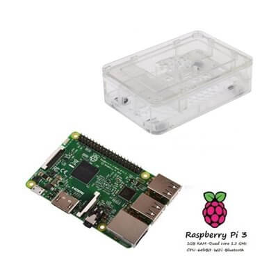 Raspberry Pi 3 Model B (1GB) + Contenitore Case CLEAR Kit (E08)