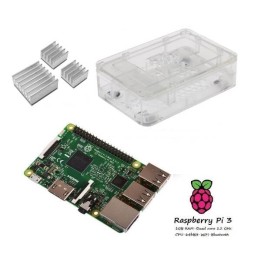 Raspberry Pi 3  + Contenitore Case clear + dissipatori Kit (E11)
