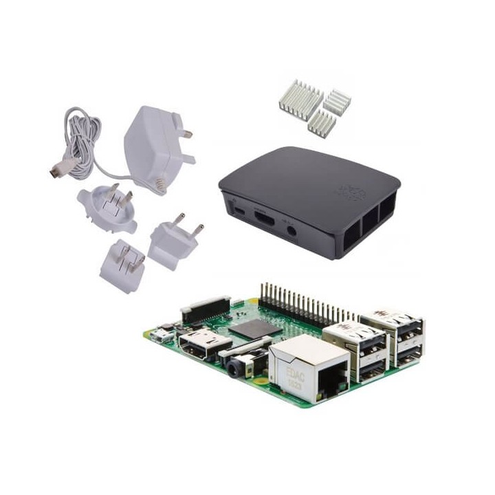 Raspberry Pi 3 Starter Kit con Alimentatore, Case e Dissipatori (E00.1)