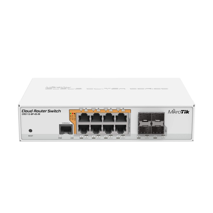 MIKROTIK CLOUD ROUTER SWITCH CRS112-8G-4S-IN , 8xLAN POE, 4xSFP RouterOS Lv.5