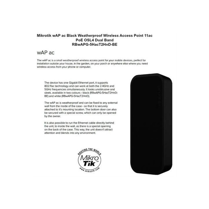 MikroTik RouterBOARD wAP ac RBwAPG-5HacT2HnD-BE (black edition)