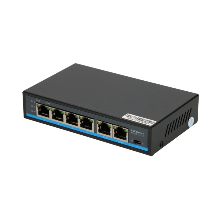 EXTRALINK PALLAS V2 EX-SF1005P 4 PORT POE SWITCH + 2X UPLINK RJ45 65W 250M POE LONG RANGE EX-12714