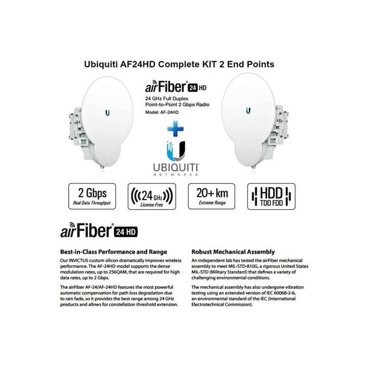 AirFiber 24-HD, 2Gbps+ 24GHz AF24HD X 2 UNITS KIT