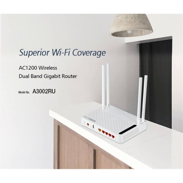 TOTOLINK A3002RU AC1200 WIRELESS DUAL BAND GIGABIT ROUTER