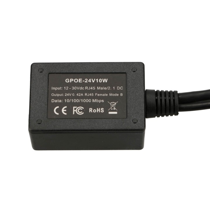 EXTRALINK 1 PORT GIGABIT POE INJECTOR WITH 10-24V TO 24V INVERTER EX-14688