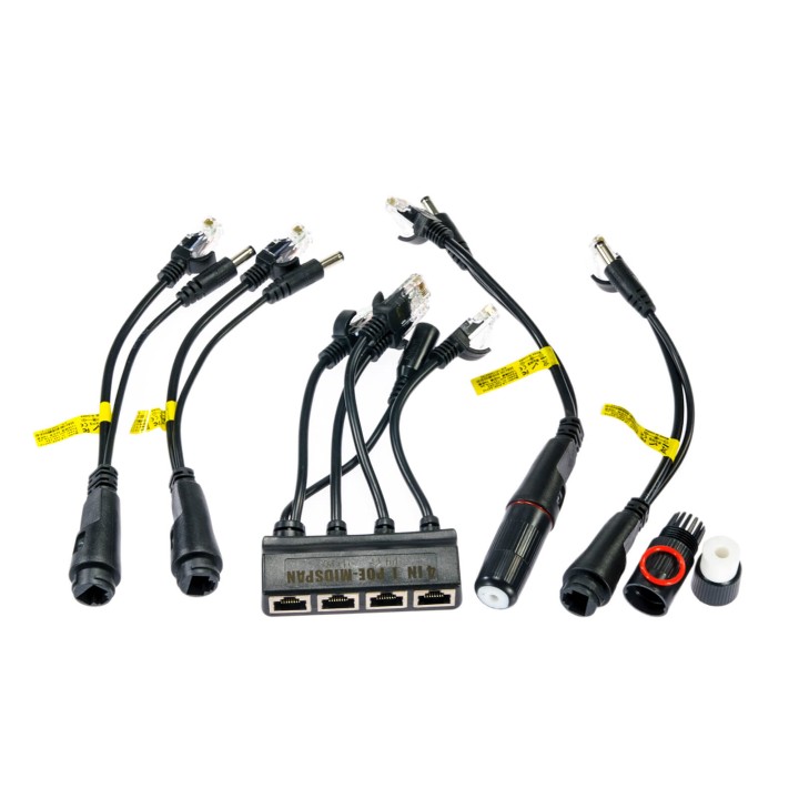 PoE Injector 4-port / 4x Waterproof Separator (SET)