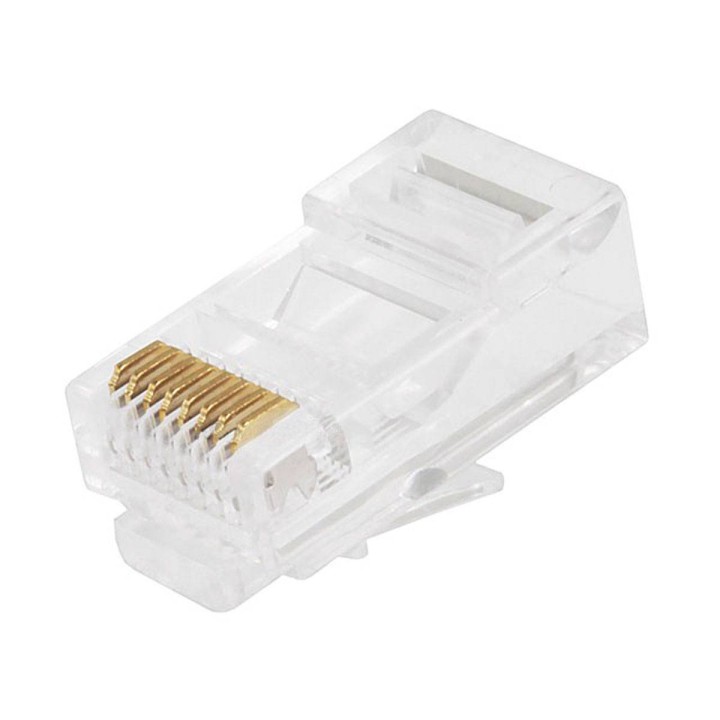 100 PZ PEZZI PLUG PLUGS RJ45 CAVO DI RETE  PLACCATI ORO CAT 5e