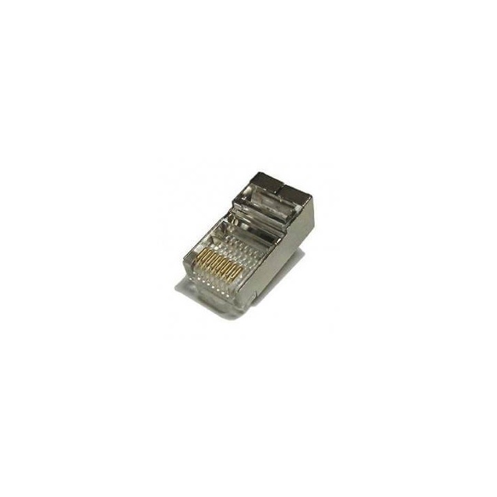 100 PZ PEZZI PLUG PLUGS RJ45 CAVO DI RETE SCHERMATI PLACCATI ORO CAT 5e