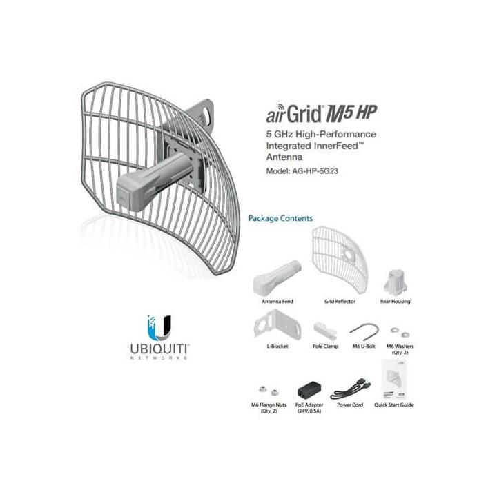 UBIQUITI AirGrid M5 AG-HP-5G23 - CPE access point outdoor POE 5GHz 23dBi